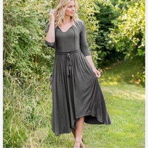 Matilda Jane GO WEST Maxi Dress Gray Medium NWT